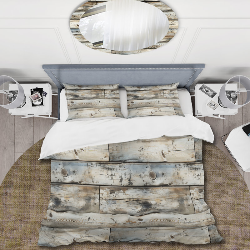 Ensemble de housse de couette Rustic Farmhouse Weathered Planks  III, Housse de couette simple + 1 taie décorative stan