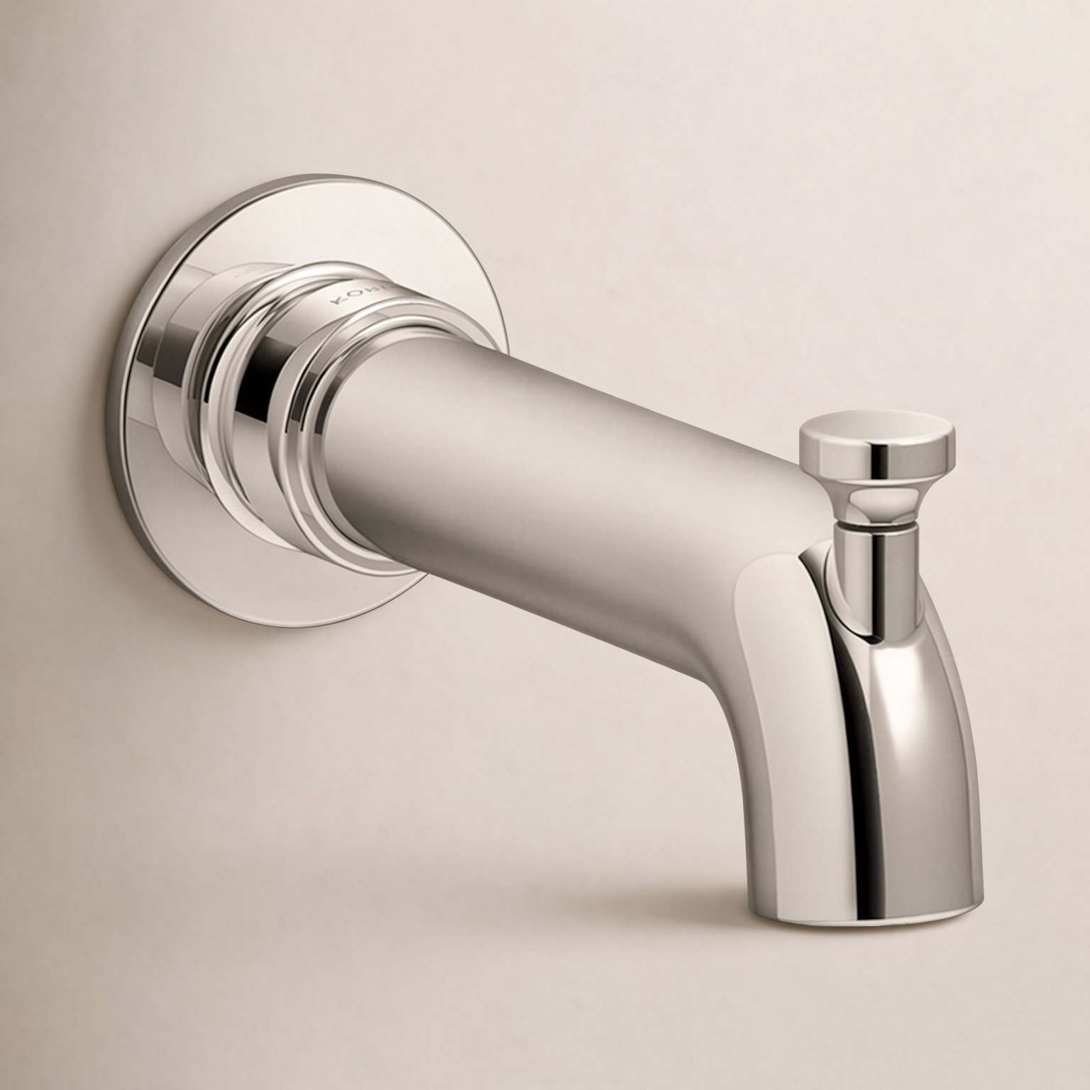 Castia Wall-Mounted Bath Spout with Diverter, Polished Nickel