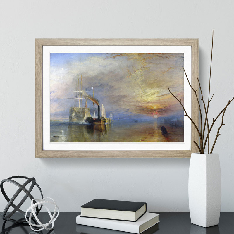 The Fighting Temeraire by Joseph Mallord William Turner - Picture Frame Painting, 36cm H x 48cm W x 2cm D, Oak