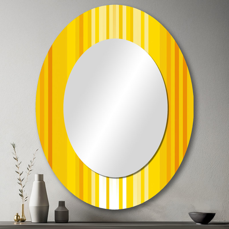 Sunshine Philosophy of Life Minimal Jaune - Miroir mural ovale moderne jaune, 43 po x 33 po