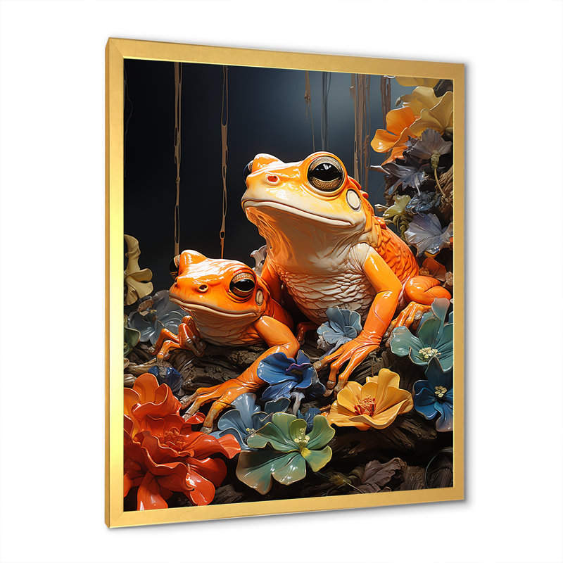 «Expressionist Frog Spirit» sur impression sur toile, Cadre doré simple, H 40 po x l 30 po x P 1,5 po