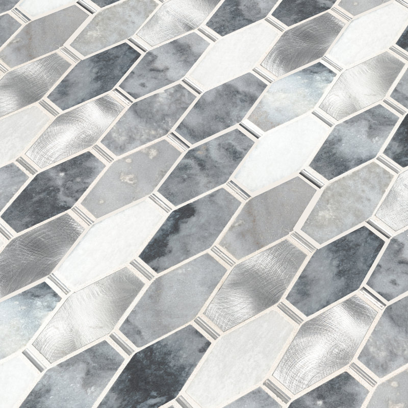 Selara Hexagon 12 in. x 14 in. Natural Stone Metal Blend Mosaic Wall Tile