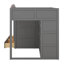 Lit superposé double avec rangement, lit superposé en bois avec tiroirs de rangement et garde-robe, échelle de sécurité et garde-corps rembourrés-953833405