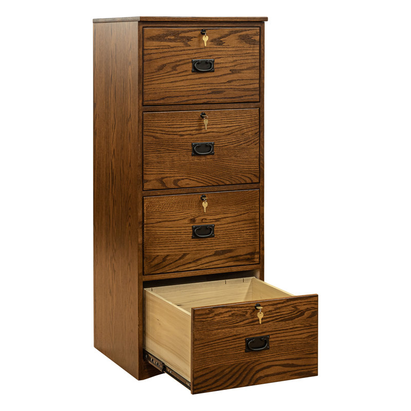 Fanya 21'' Wide 4 -Drawer Solid Wood File Cabinet, Cherry
