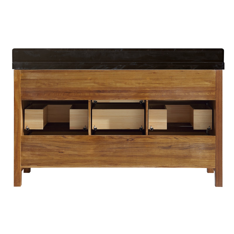 72" EBONY DOUBLE SINK VANITY DARK FINISH WITH WK-72 TOP 2" THICK BLACK NATURAL TOP, Walnut, Black
