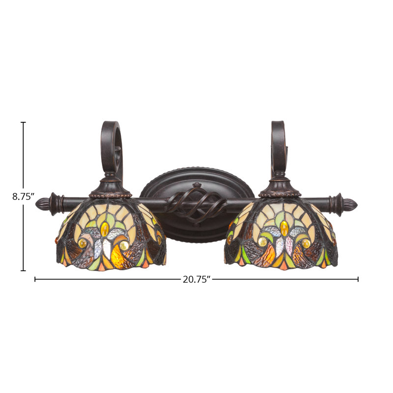 Eleganté 2 Light Bath Bar Shown In Dark Granite Finish With 7" Ivory Cypress Art Glass, Ivory