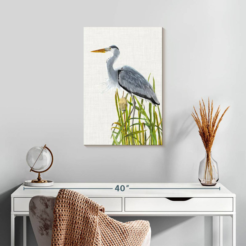 Brampt oiseaux d'eau et quenouilles II, H 24 po x l 16 po