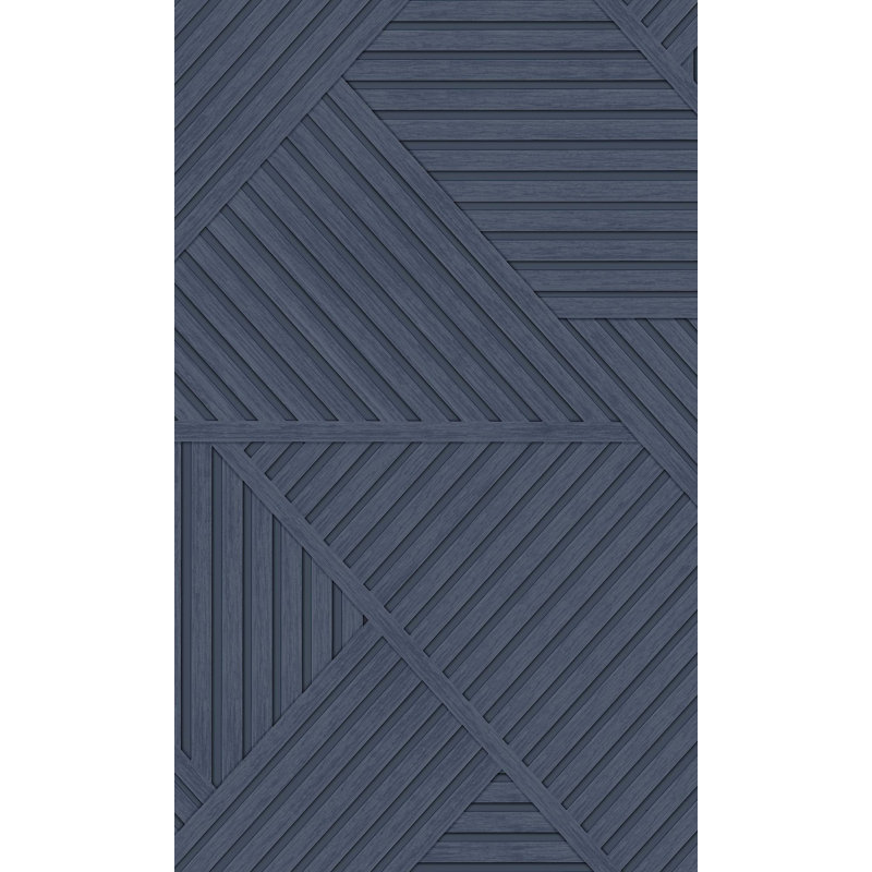 Papier peint à rayures géométriques Sage, Marine