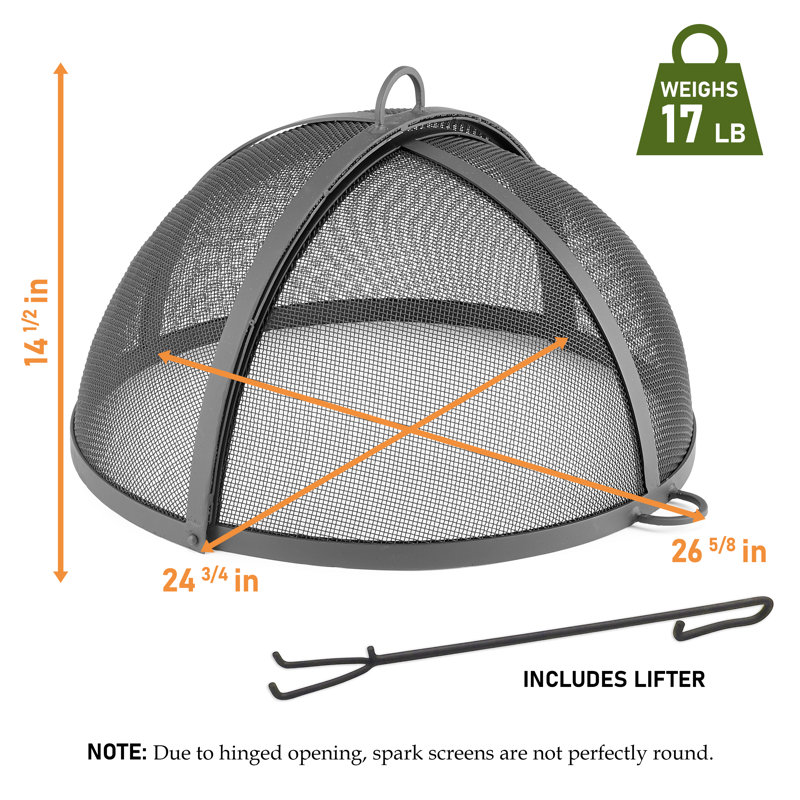 Medium Black Powder-Coated Steel Mesh Fire Pit Spark Screen