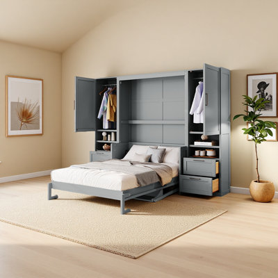 Murphy Bed Wall Bed With Closet ,Drawers And Shelves