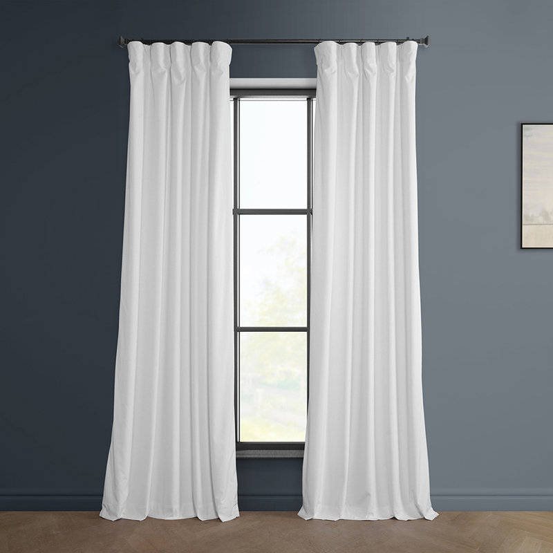 Matra Room Darkening Rod Pocket Single Curtain Panel, 50" W x 96" L, White