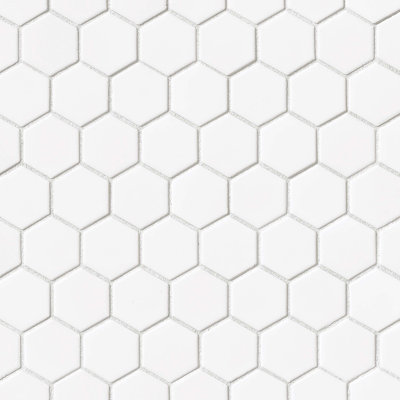 Carreau de mosaïque en porcelaine blanche brillante 2 "x 2" Le Cafe Hex