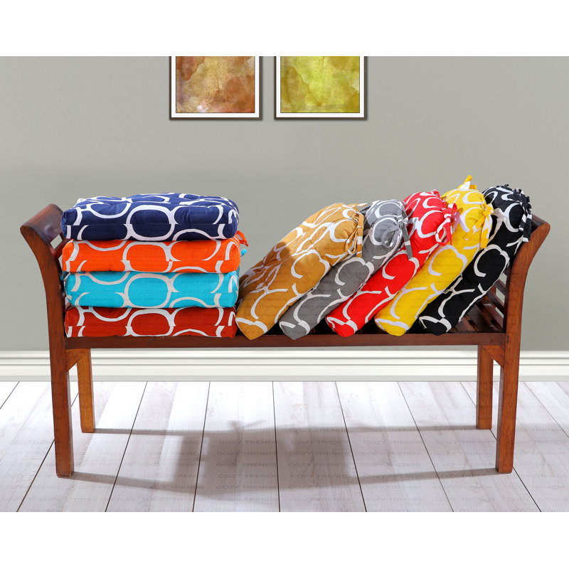 Outdoor 3'' Dining Chair Chair Pad, Black Cotton