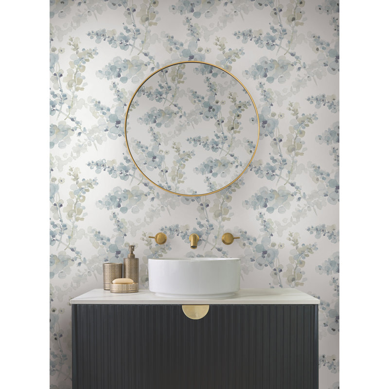 Papier peint adhésif minéral Blossom Fling, Bleu