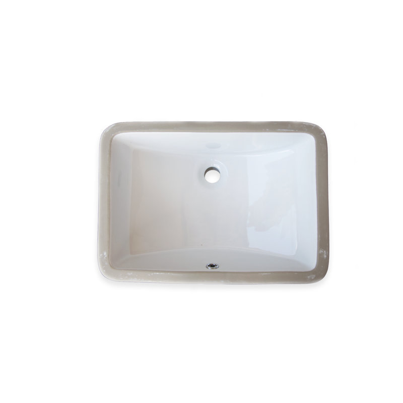 White Ceramic Rectangular Undermount Bathroom Sink 21"