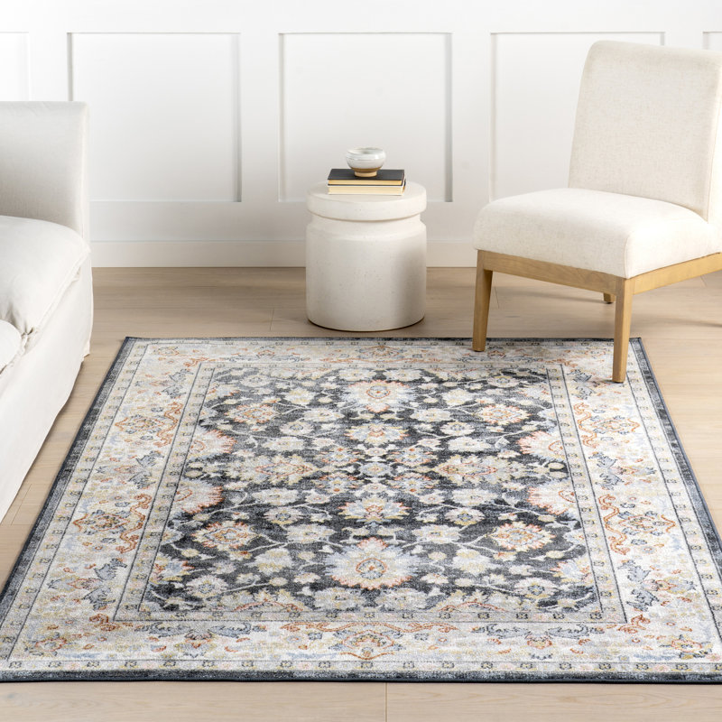 Breigh Medallion Bordered Machine Washable Area Rug, Rectangle 8'8" x 13'