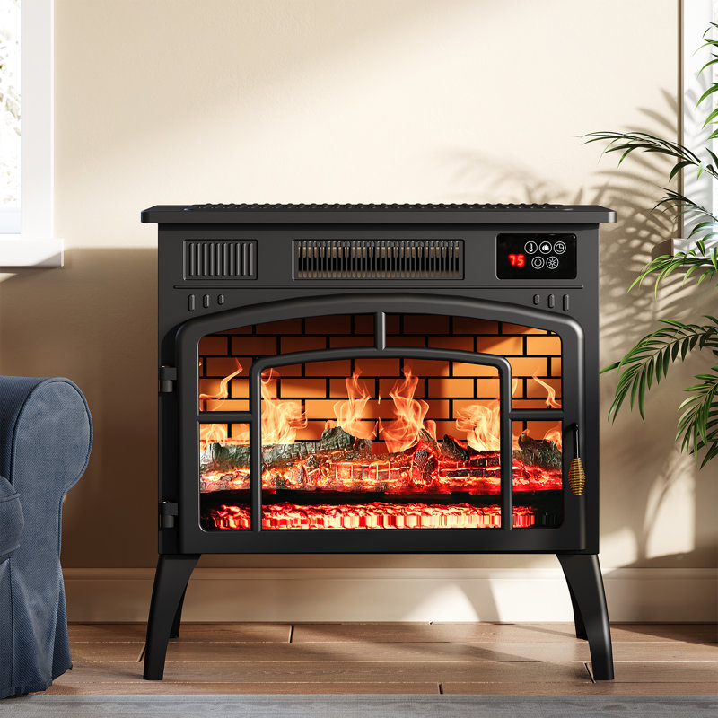 Freestanding Electric Fireplace Heater With Realistic 3D Flame