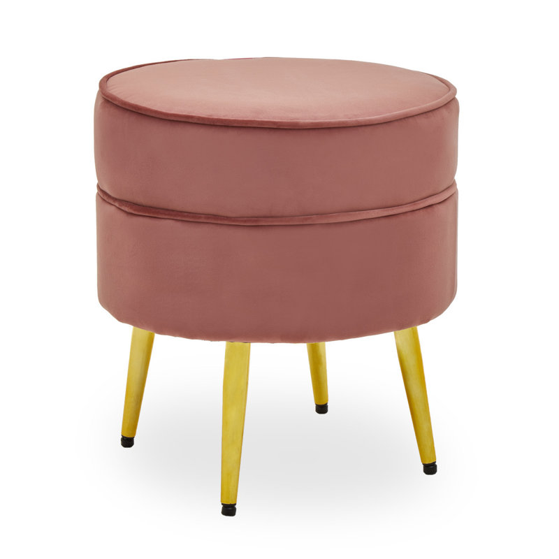 Willsboro 40cm Wide Velvet Round Solid Colour Footstool Ottoman, Dusty Pink