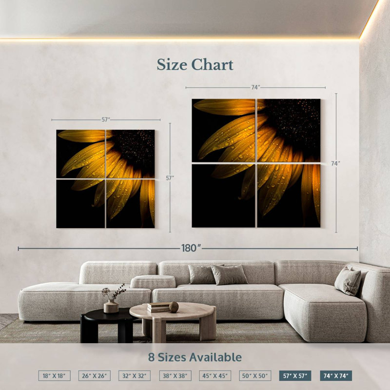 Sunflower Dews, 74" H x 74" W