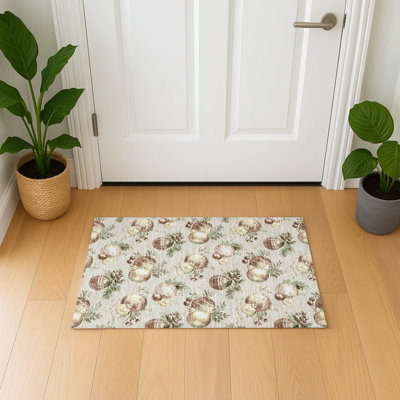 Premium Machine Washable Ingrassellino AMF1828 Christmas Balls Rug