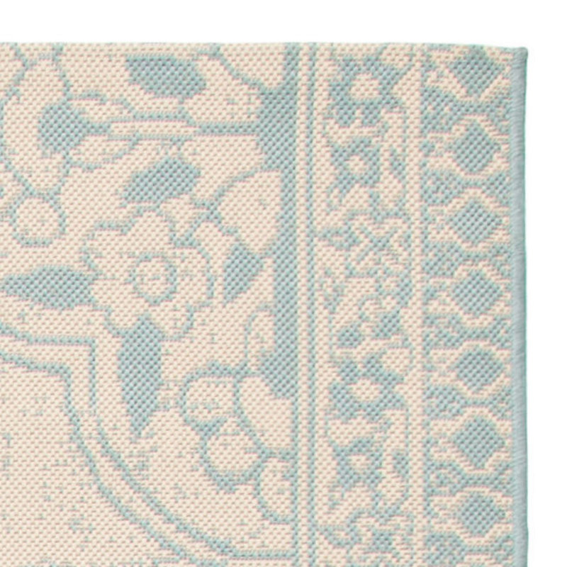 Danya Aqua/Cream Indoor/Outdoor Area Rug, Runner 2'2" x 8'