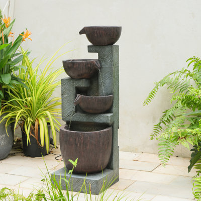 Brittan Hand Crafted Weather Resistant Cascade Fountain with Light