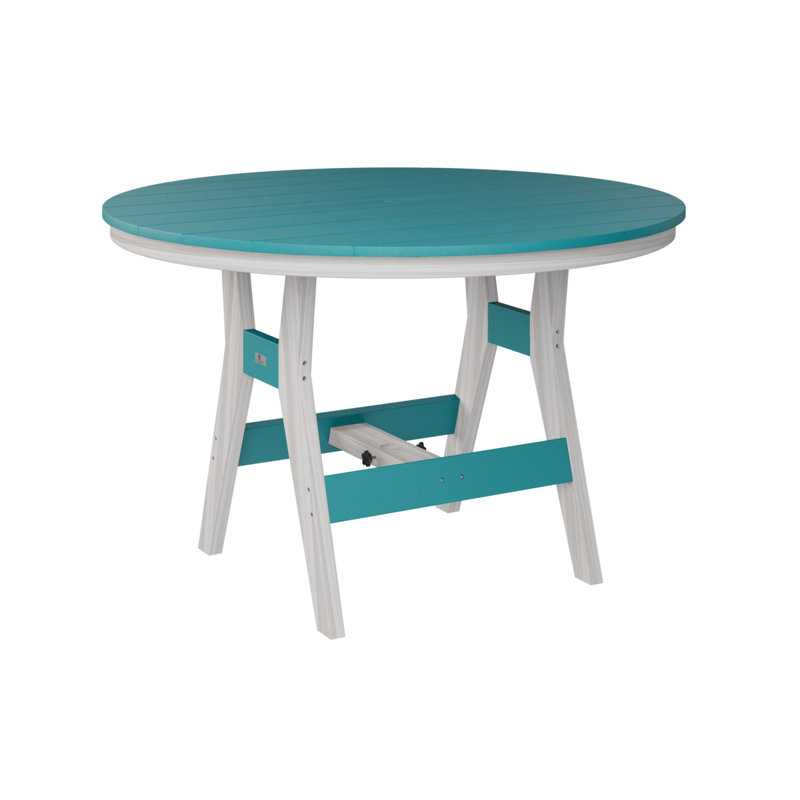 Harbor Outdoor Round Bar Table, Seashell, Aruba Blue
