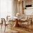Farmhouse Glossy Sintered Stone Round Dining Table Solid Wood Pedestal Base For Kitchen & Dining Room-1064768827-1064768830