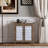 Brown Antique White Vintage - Style Solid Pine Storage Cabinet, 32.32" Wide, Metal & Linen Doors, For Bedroom American Traditional Cabinet In White, 32.12" Tall, With Panels, Easy Assembly,