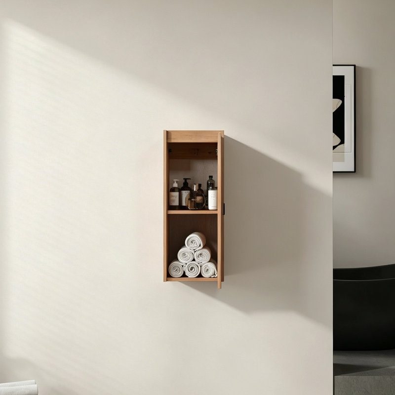 Armoire latérale moderne flottante pour salle de bain avec rangement mural pour petits espaces