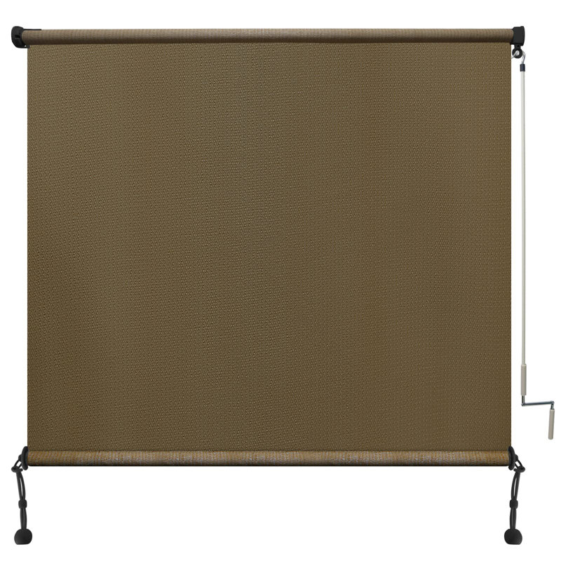 Outdoor Roller Shade  Fabric Blind Sesame 220GSM Roll Up Shade, Wand Operation Exterior Roller Shade Cloth for Patio Porch Gazebo, Spliced of Two