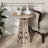 Rustic Round Farmhouse Wooden End Table With Carved Floral Patterns Base, Boho, For Living Room, Bedroom, Distressed -799501102