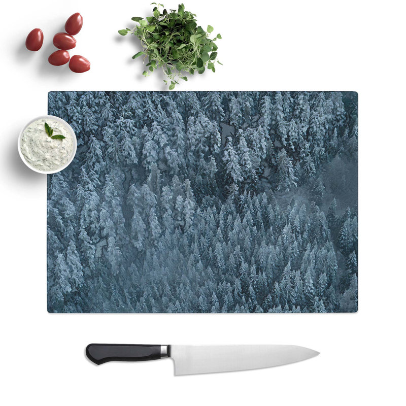 Tempered Glass a Pine Tree Forest Chopping Board, 39 cm W x 28.5 cm L