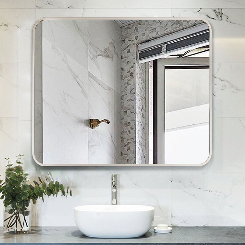 Flat Aluminum Framed Rectangle Wall Accent Mirror, Silver, 61cm H x 91.4cm W