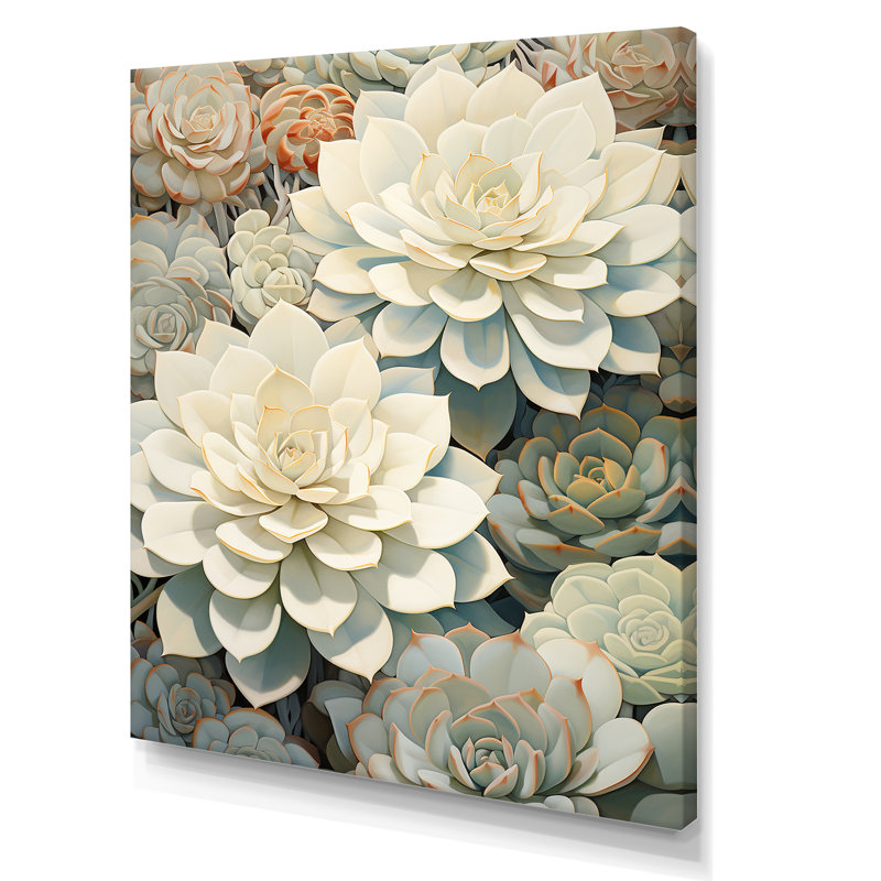 Beige succulent doux Bloom II, Toile tendue, H 32 po x l 24 po x P 1 po