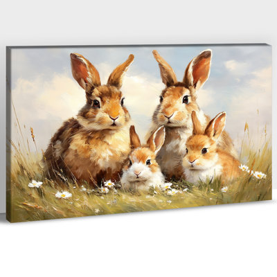 GUTTATY Spring Easter Bunny Wall Art, Spring Easter Bunny Pictures Wall Decor, Spring Flower and Rabbit Pictures Wall Decor, Easter Prints for Living Room Bedroom Kids Room Nursery Ready To Hang 18" × 24"