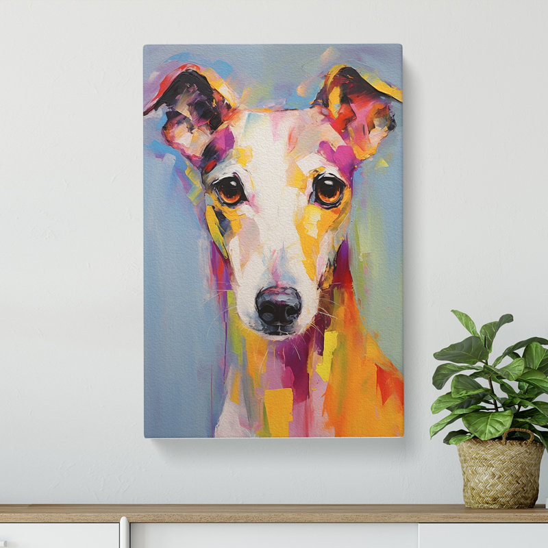 Whippet Impressionism - Wrapped Canvas, 50cm H x 35cm W x 3cm D