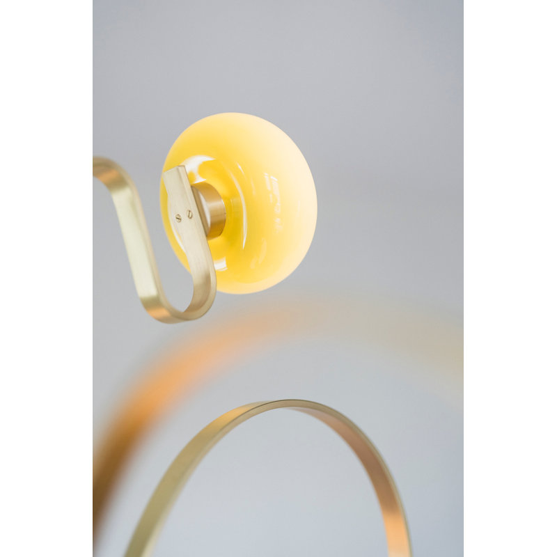 7 - Light LED Chandelier, 42in Suspension Rod, Pistachio, Waxed Brass