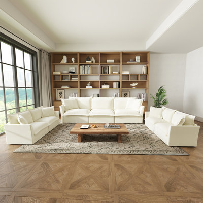 3 Piece Sofa Set Oversized Sofa Comfy Sofa Couch, 2 Pieces Of 2 Seater And 1 Piece Of 3 Seater Sofa For Living Room, Deep Seat Sofa