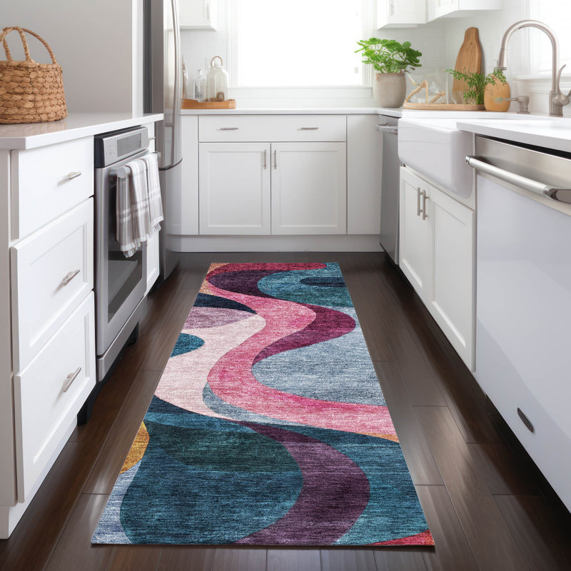 Machine Washable Indoor/Outdoor Chantille ACN1121 Green Rug, Runner 2'3" x 7'6"