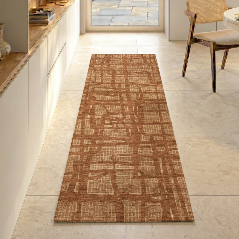 Tapis abstrait lavable à la machine de qualité supérieure Mayfield AMF2491, Paprika, 2'3" x 7'6" Runner