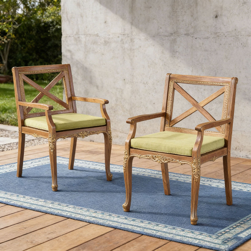 Chaise longue de patio 2 pièces, Vert