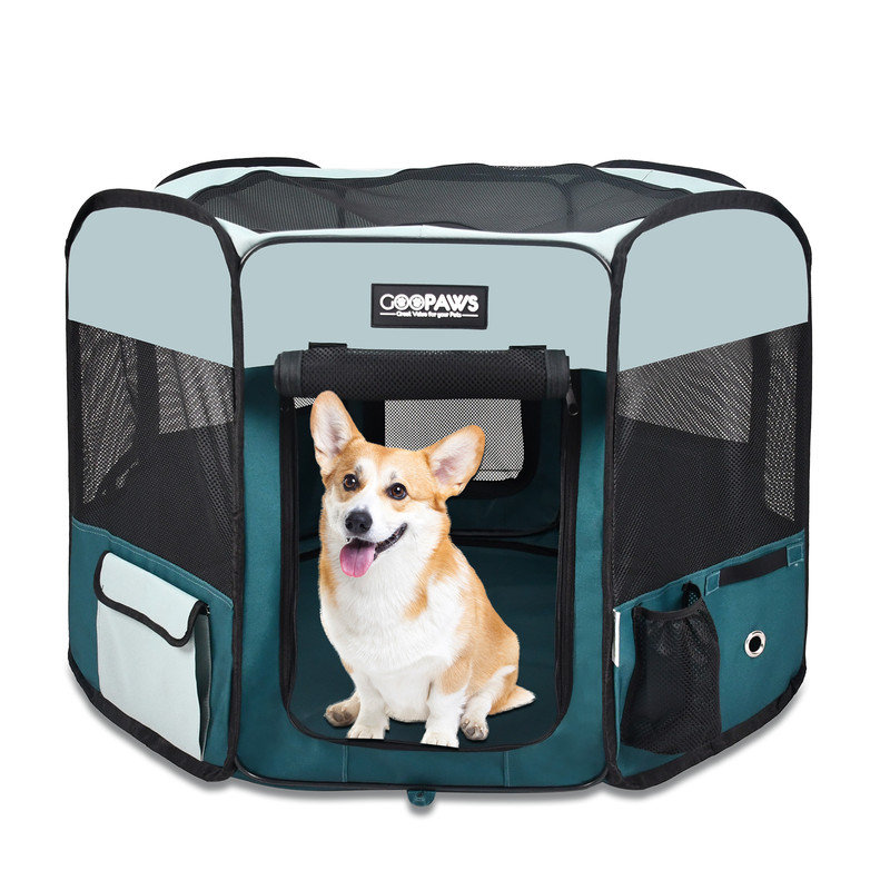  Parc pour chien et chat GOOPAWS, bleu sarcelle, 45 po, H 24 po x l 45 po x P 45 po, Bleu sarcelle