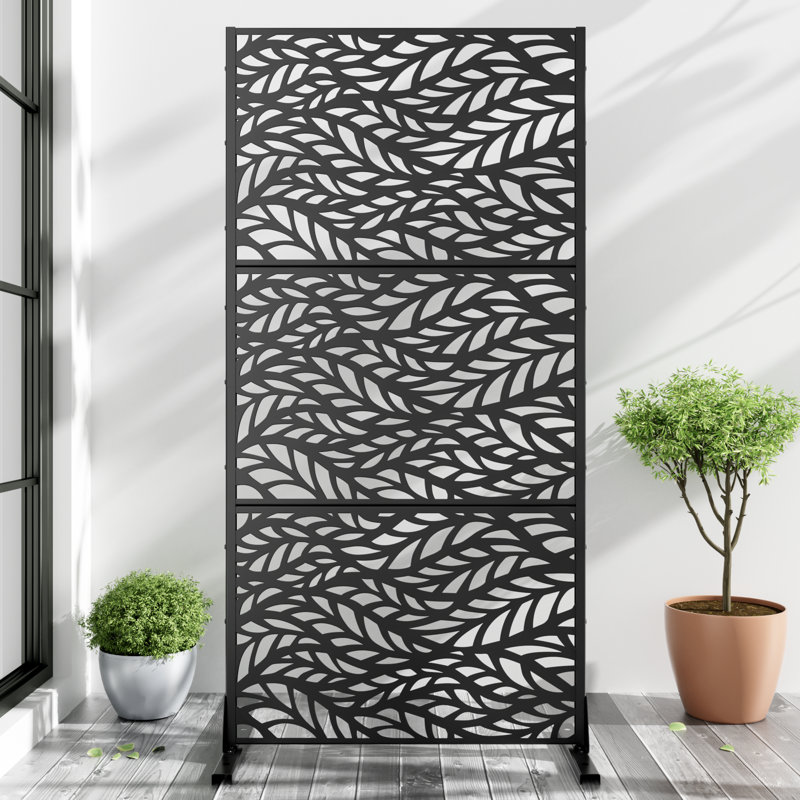 Panneau de clôture métallique occultant 72 po H x 35 po L x 16 po P, H 72 po x l 35 po x P 16 po, Noir