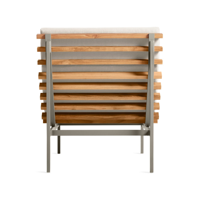 Perch Outdoor Teak Chaise Lounge, Sunbrella Linen, Charcoal