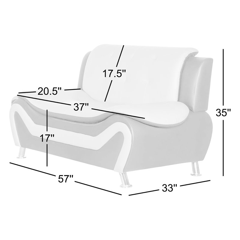 Halley Upholstered 57'' Loveseat, Black/Gray Faux Leather