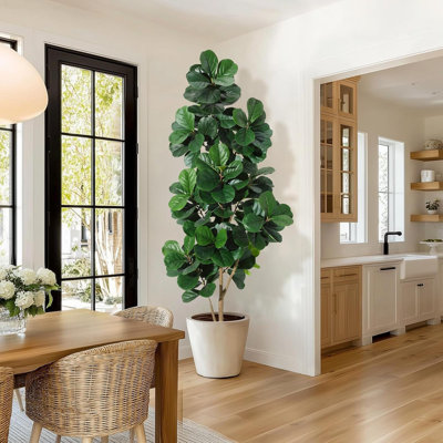 Figuier artificiel 4/5/6 / 7FT en pot, ficus réaliste pour décoration de bureau à domicile, cadeau de pendaison de crémaillère