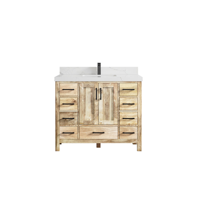 Ensemble de meuble-lavabo simple 42 po Malibu, Blanc délavé, Calacatta Laza