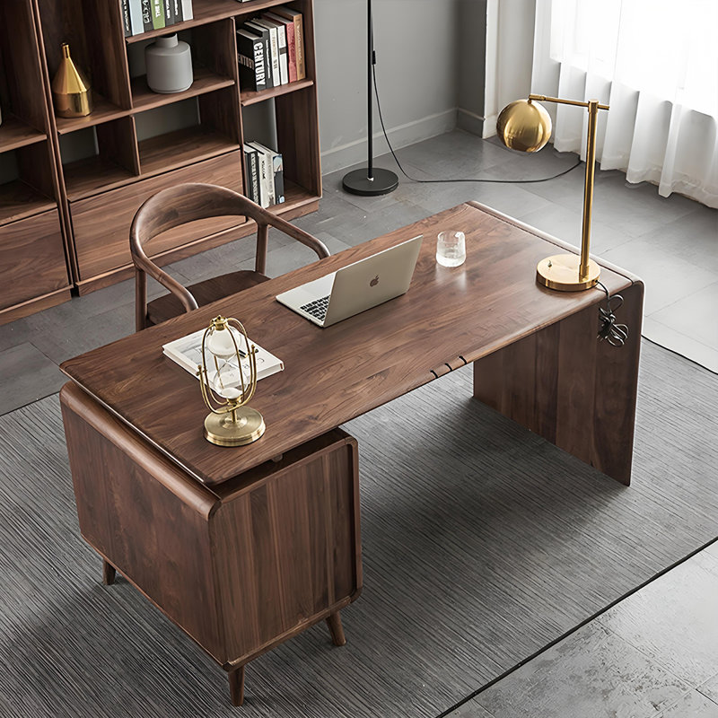 Bureau rectangulaire moderne en bois massif brun 66,93 ", H 29,92 po x l 66,93 po x P 27,56 po