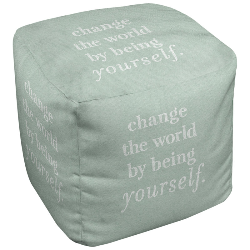 Upholstered Ottoman, Green/White